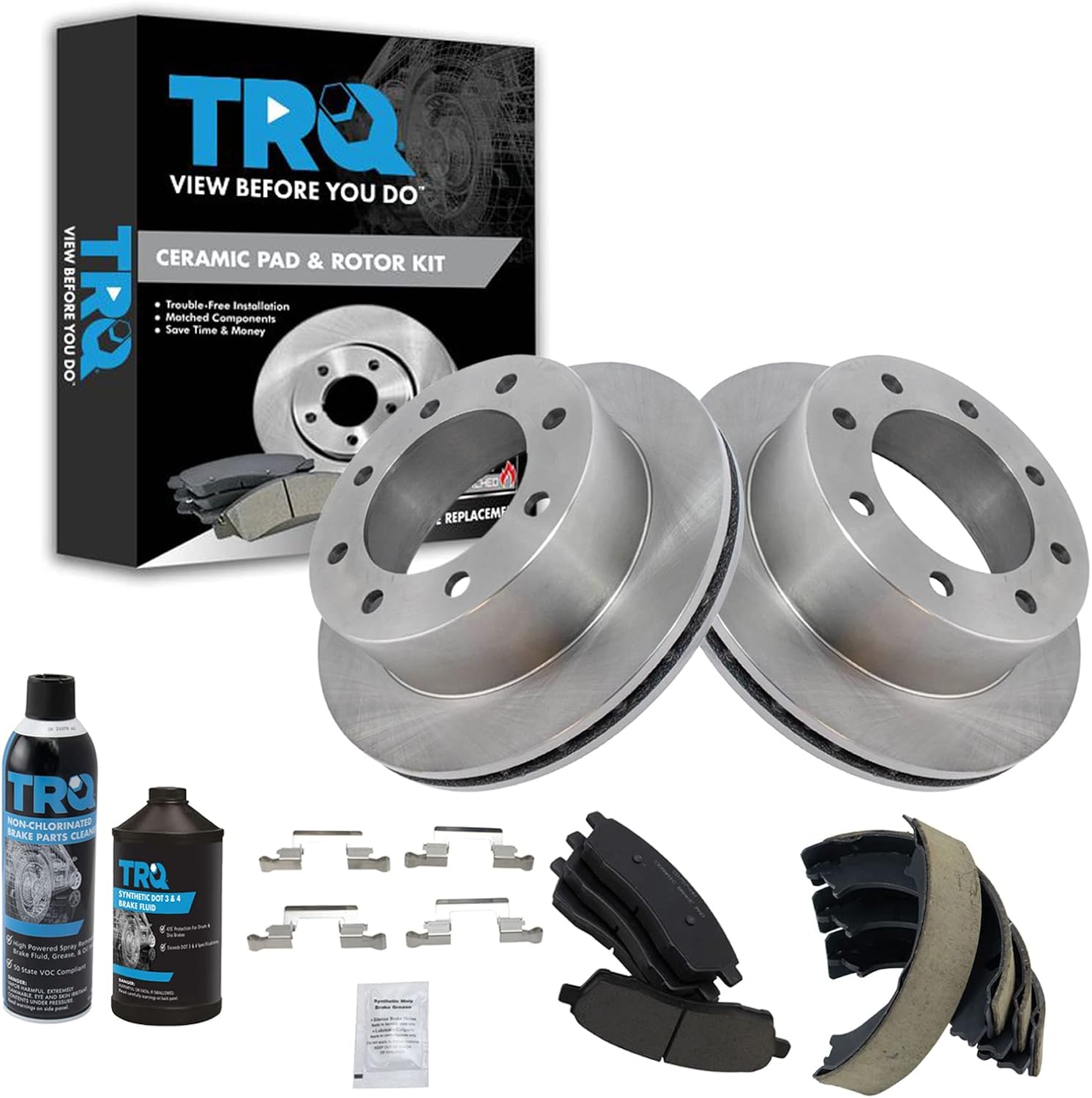 TRQ Rear Brake Pad & Rotor Kit for Ford Excursion & F-Series