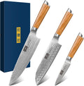 HOSHANHO Damascus Kitchen Knife Set 3-Piece - Sharp, Balanced Blades