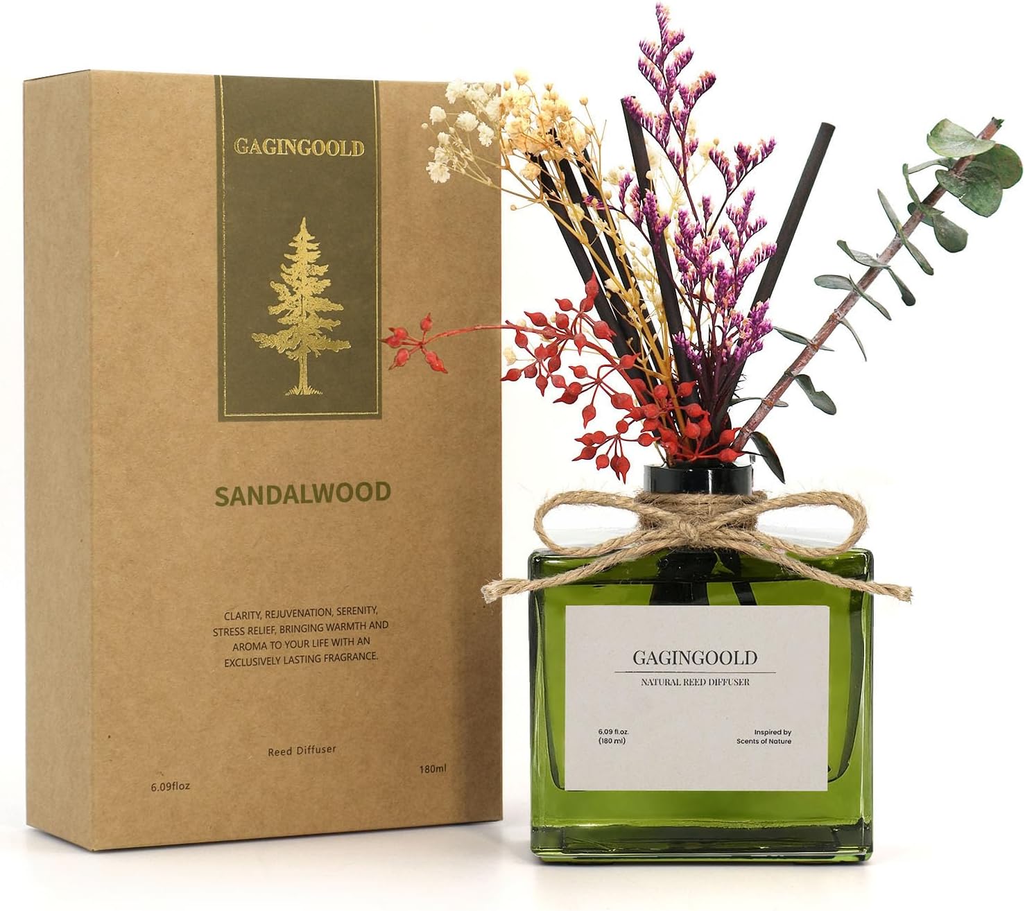 Reed Diffuser with Earthy Sandalwood Scent for Home Decor