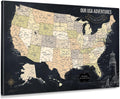 IPIC Canvas USA Map Painting for Wall Decor and Travel Marking