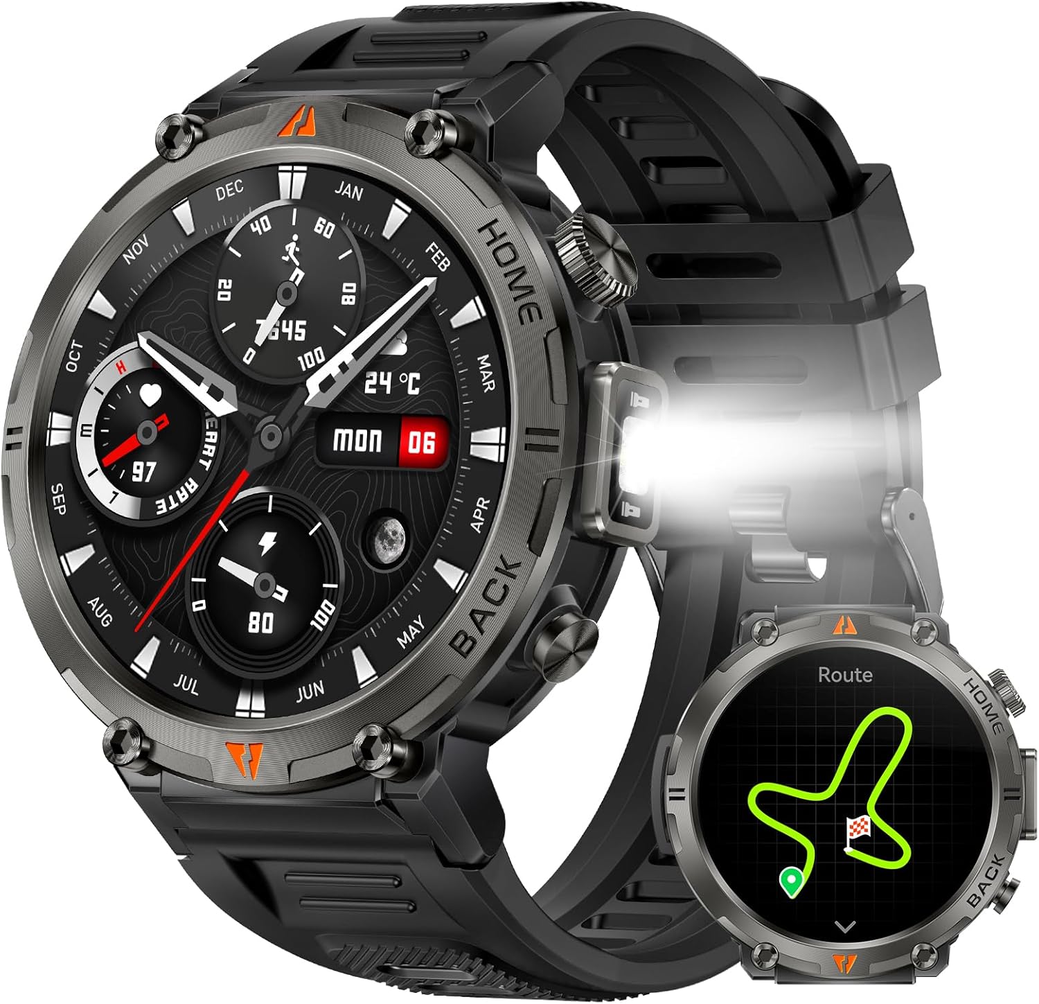 Military Smart Watches for Men with GPS, Flashlight, and Compass