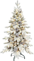 4 FT Snow Flocked Slim Fir Christmas Tree with 200 Warm-White Lights