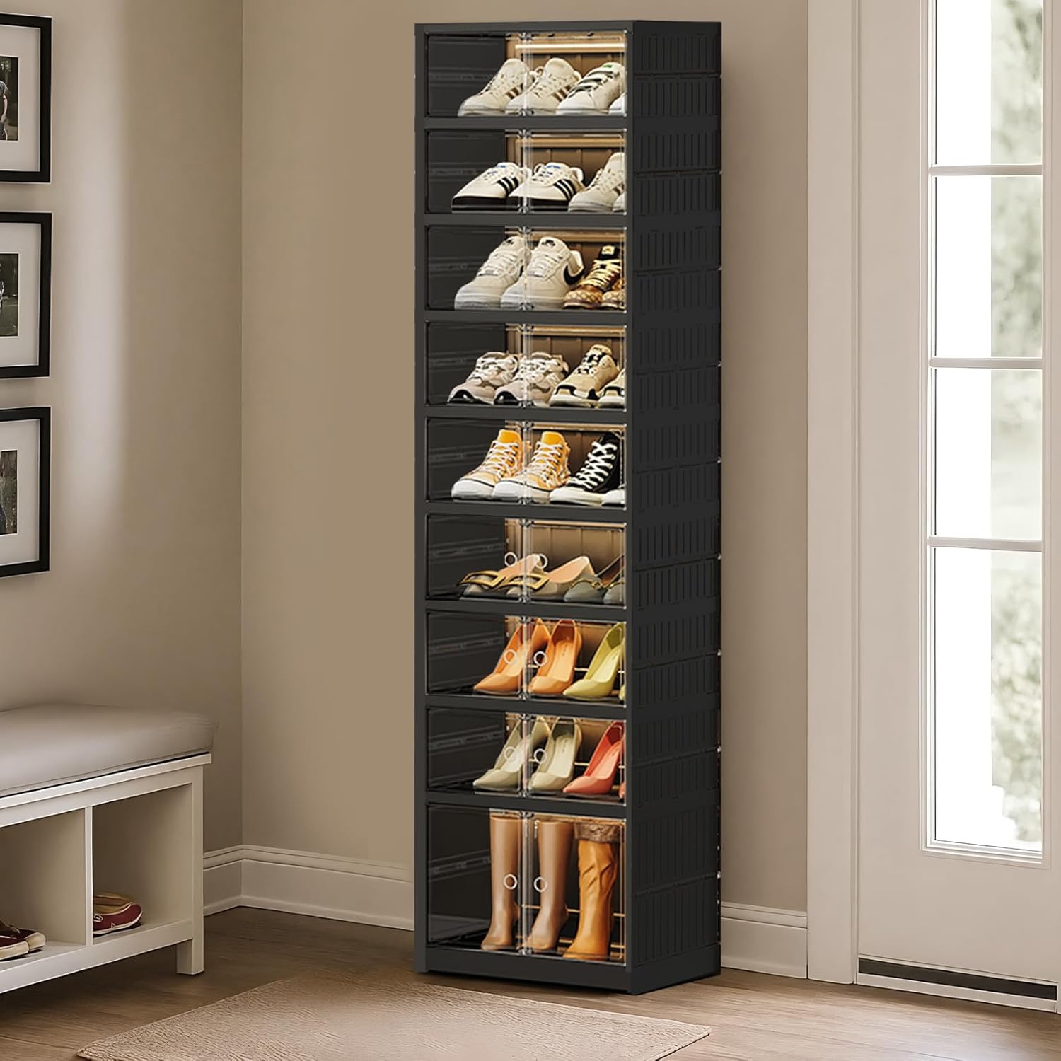 Shoe Rack Organizer for Closet Entryway - 9 Tiers for 18 Pairs