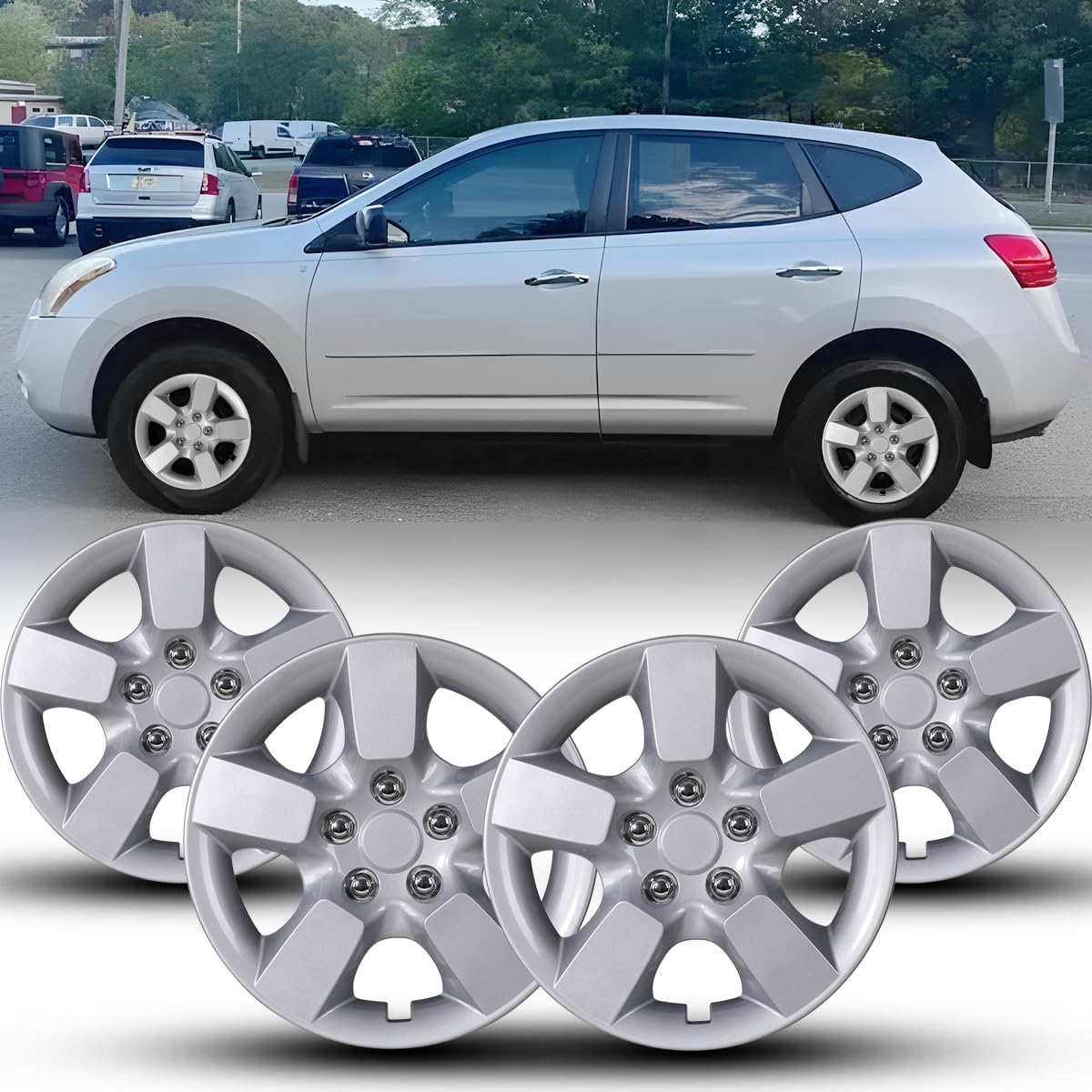 Winjet 16 Inch Hubcaps for Nissan Rogue 2008-2015 - Durable Design