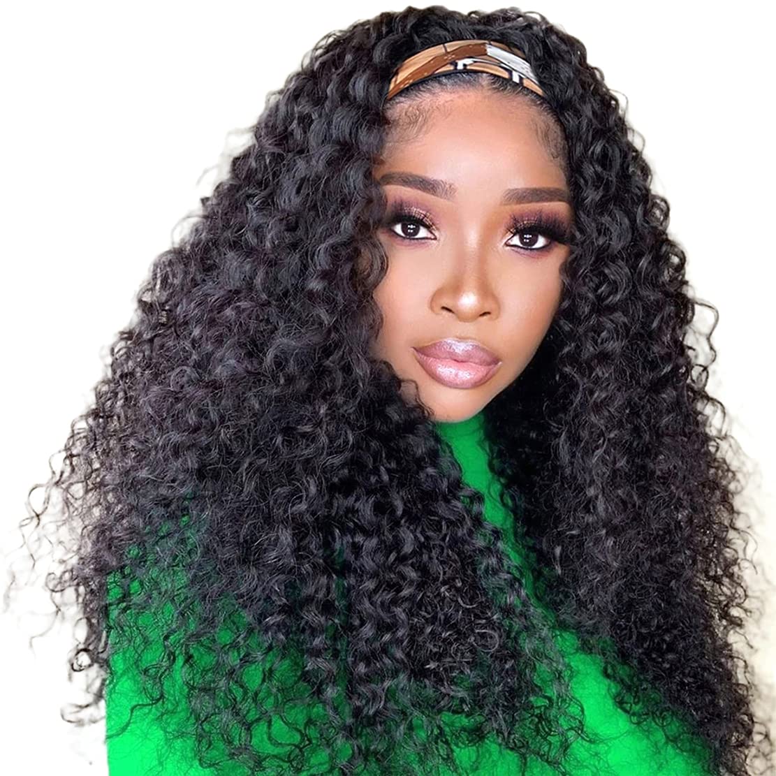 Deep Wave Headband Wig 24 Inch Brazilian Human Hair for Women