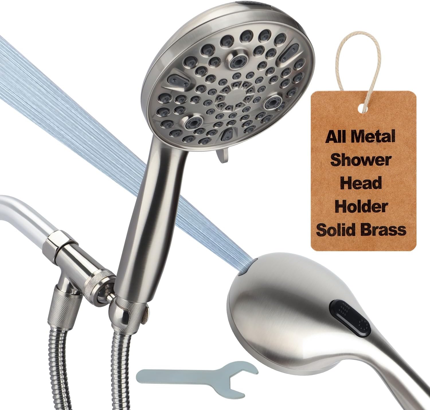 Handheld Shower Head with 10 Modes and Metal Holder for Comfort