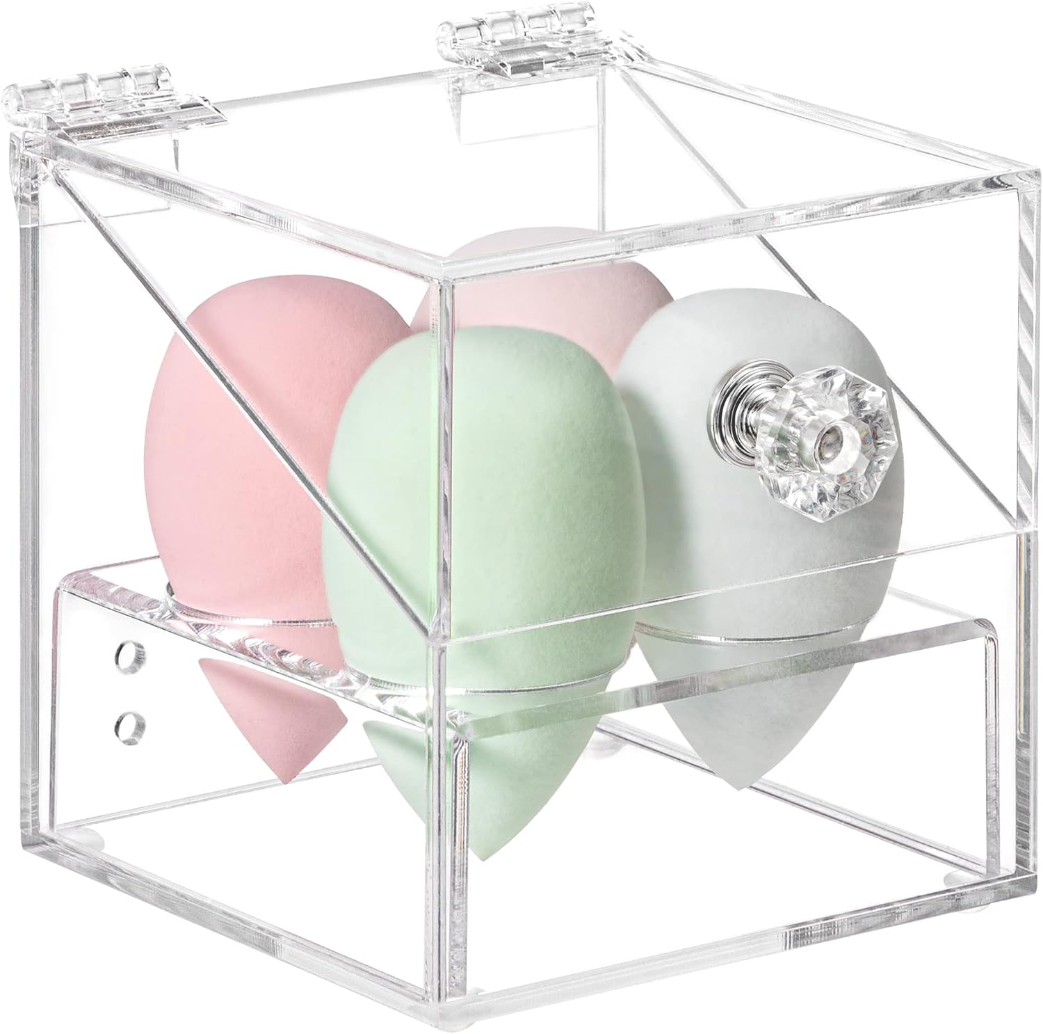Clear Acrylic Beauty Blender Holder with Lid