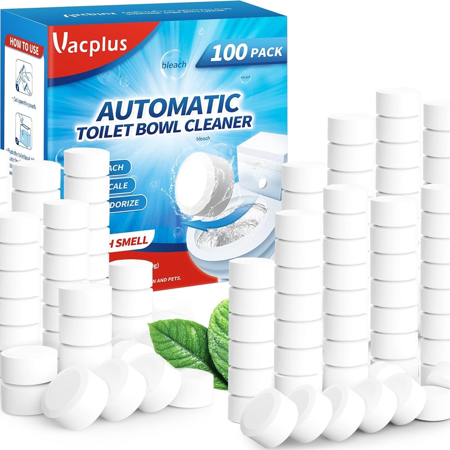 Vacplus Toilet Bowl Cleaner Tablets for Tough Stains and Freshness