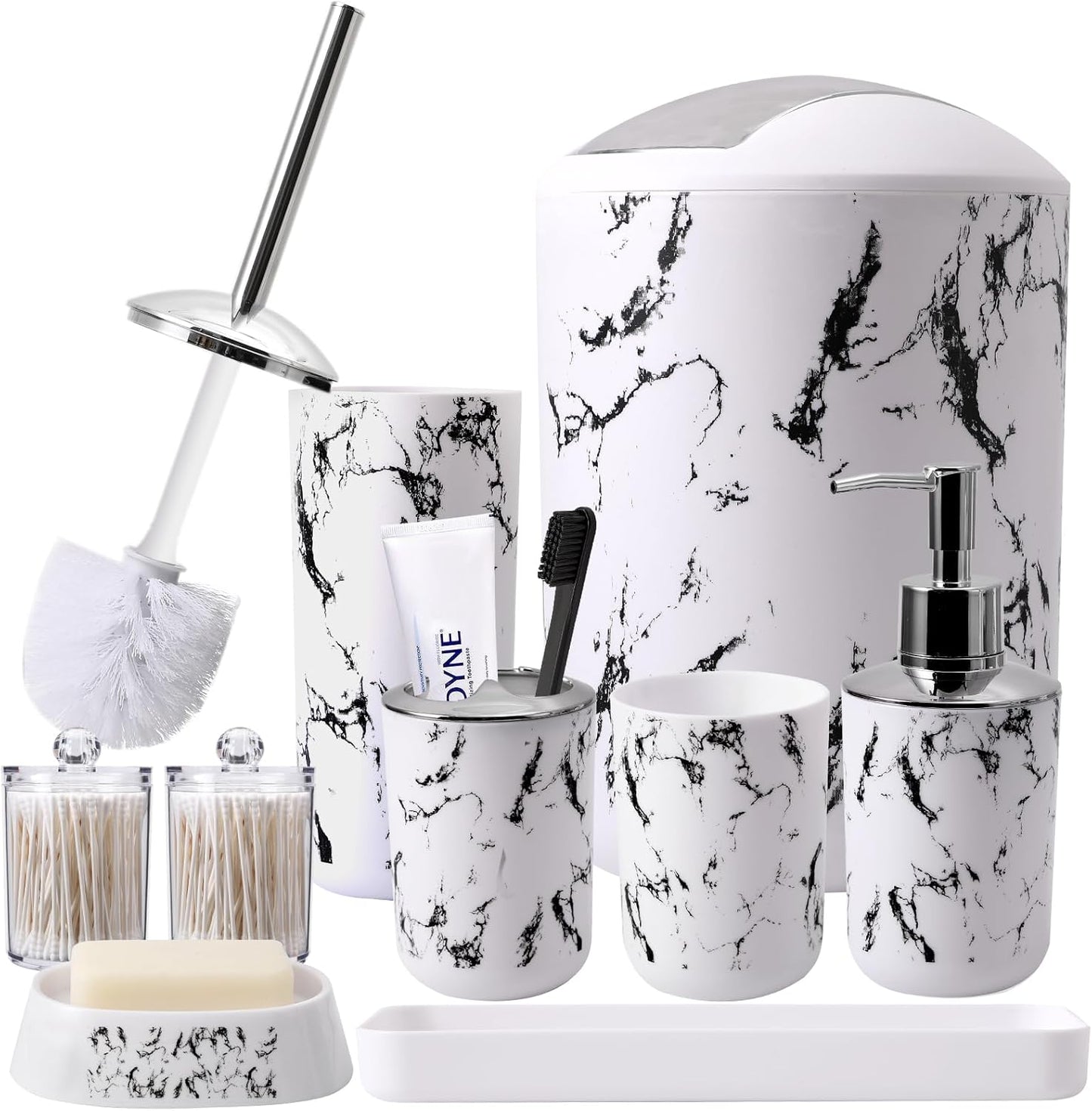 White Marble Bathroom Accessories Set for Elegant Spaces