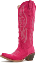Women Cowboy Boots Mid Calf Cowgirl Boots - Embroidered Suede