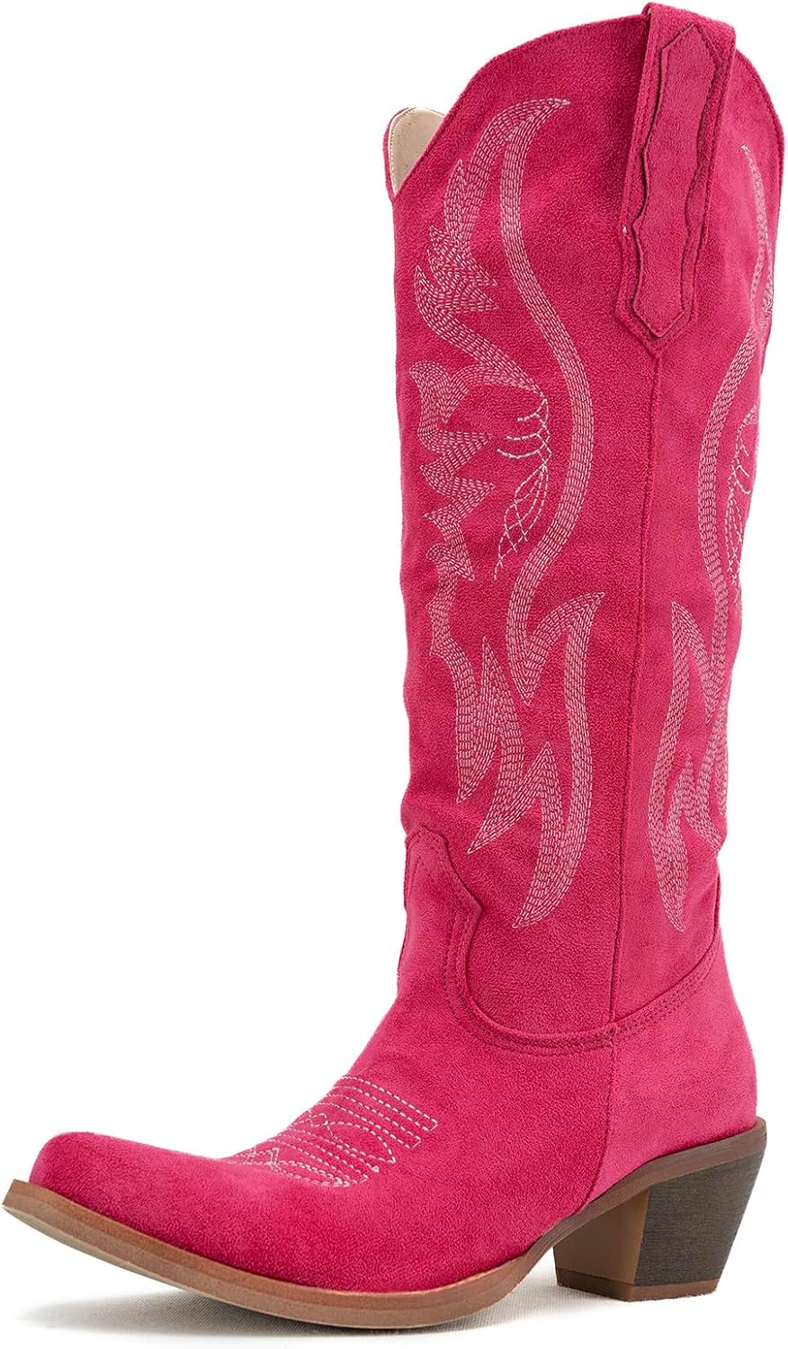 GORBINETI Women Cowboy Boots with Chunky Heel and Embroidery