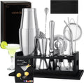 18PCS Boston Cocktail Shaker Set: Ultimate Barware Kit with Stand & Recipe ~ VONATES