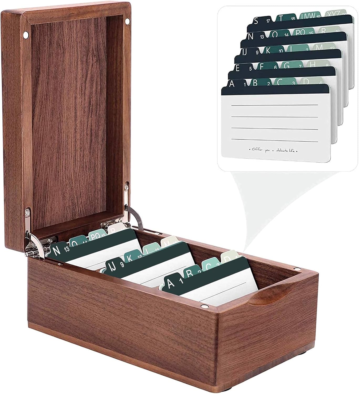 MaxGear Business Card Holder for Desk - Elegant Walnut Organizer