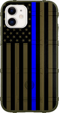 iPhone 12 Pro Max Rugged Shield Case Subdued US Flag - Thin Blue Line