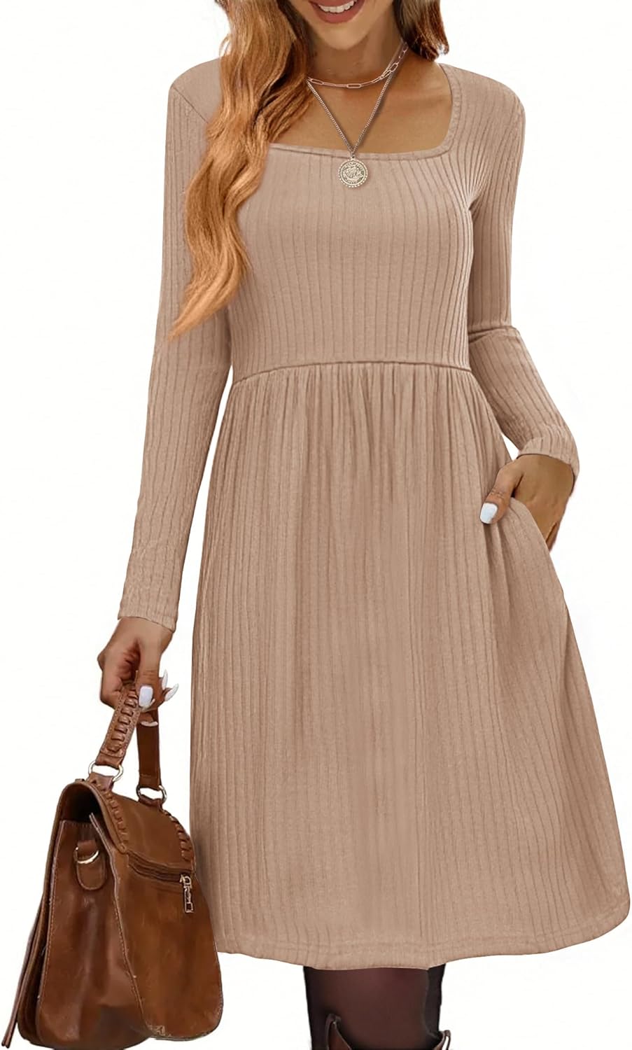 Zeagoo Womens Casual Sweater Dress with Pockets for Fall