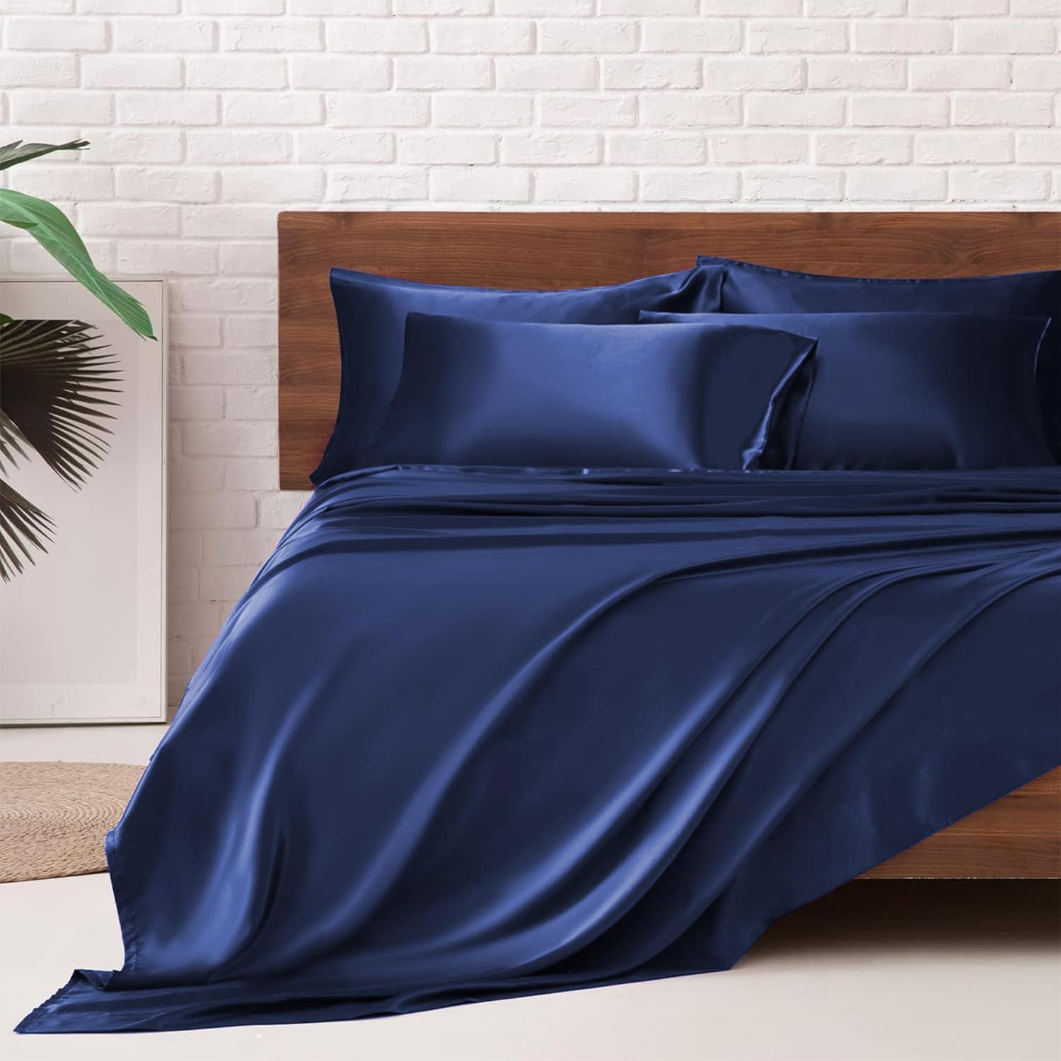 MR&HM Satin Bed Sheets Set for King Size with Deep Pocket