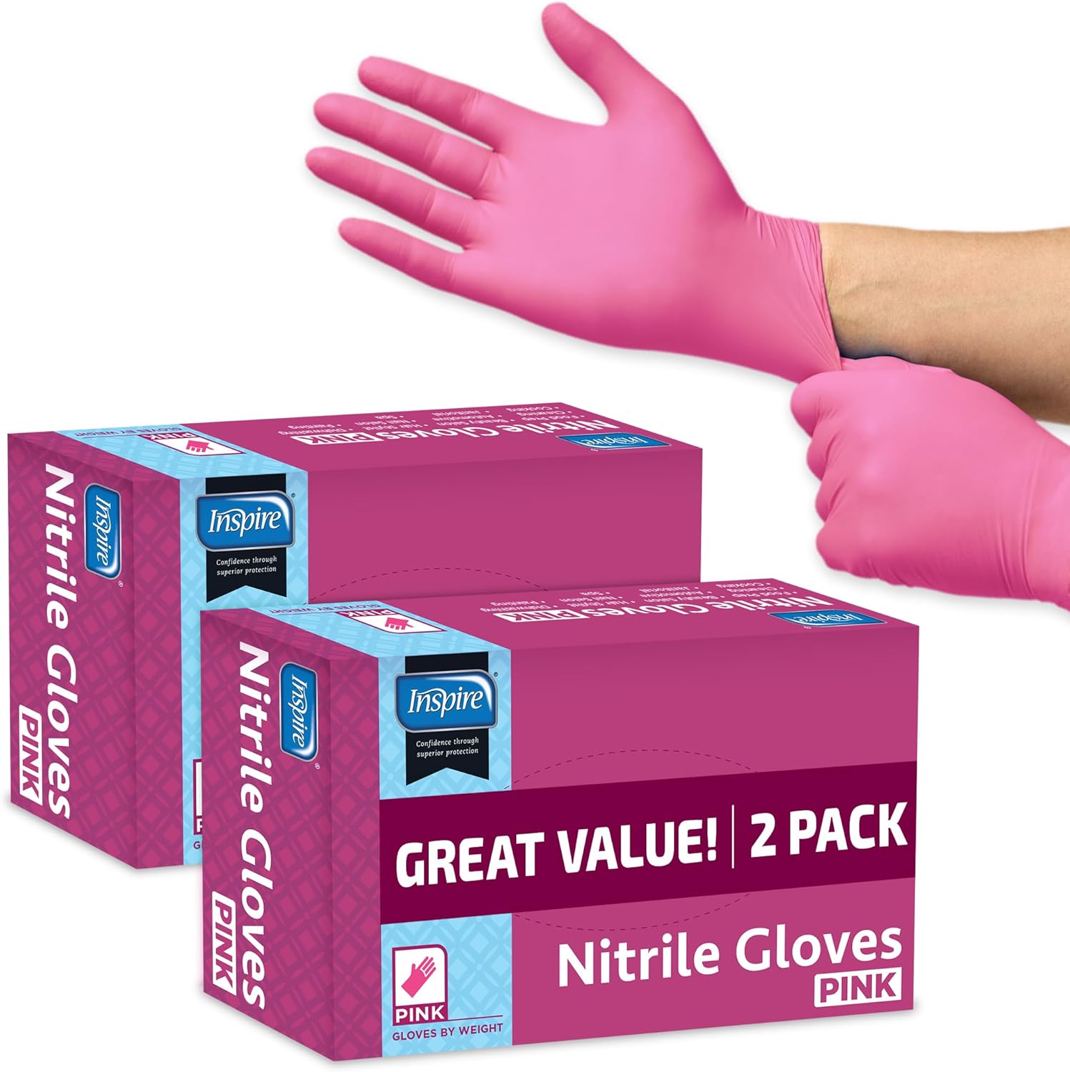 Nitrile Pink Salon Gloves | Latex-Free, Inspire Pink