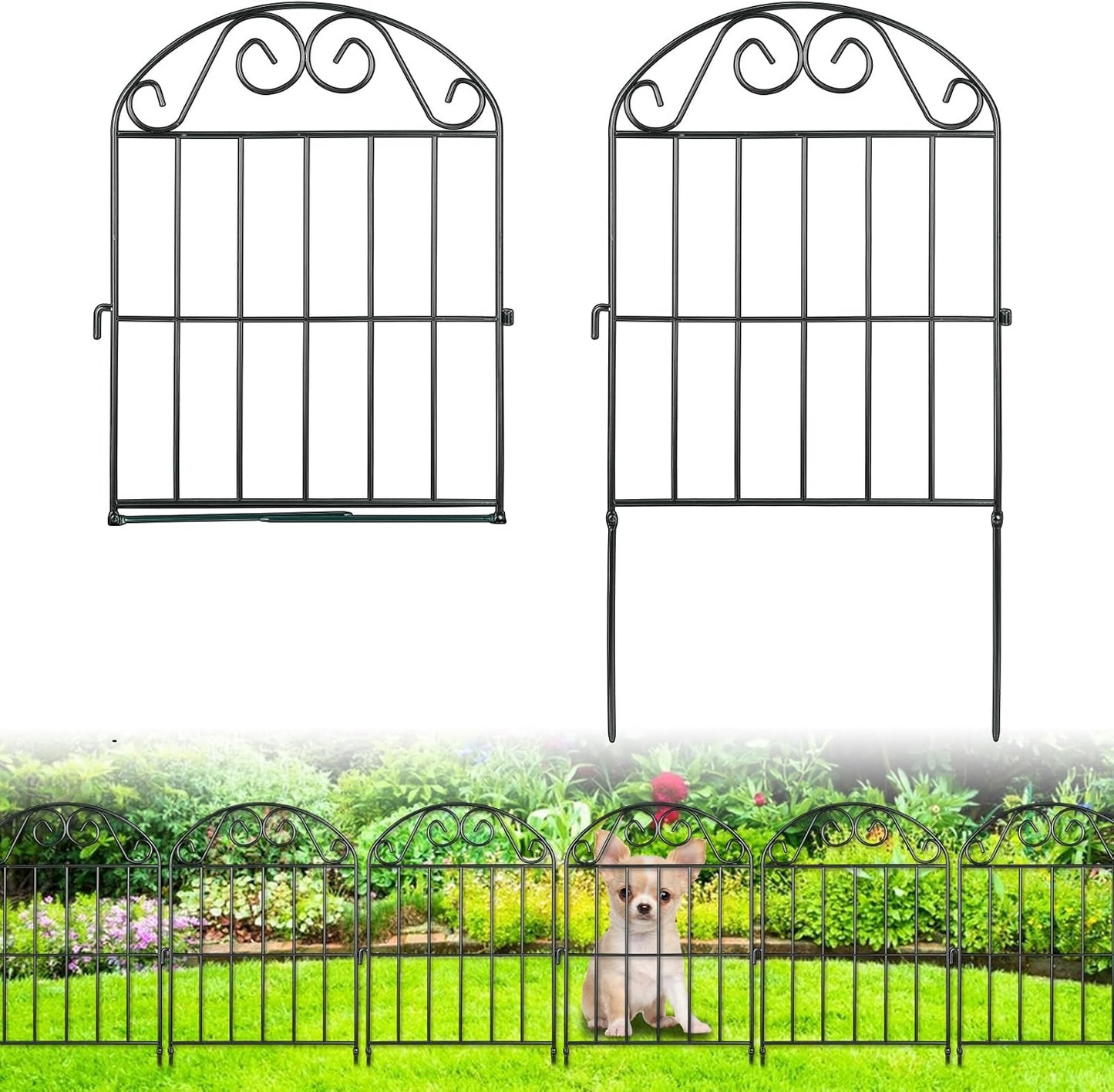 Collapsible Garden Fence for Dogs and Rabbits - 26 Ft Black