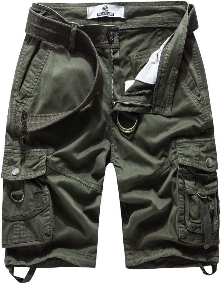 FOURSTEEDS Women's Cotton Relaxed Fit Multi-Pocket Cargo Shorts