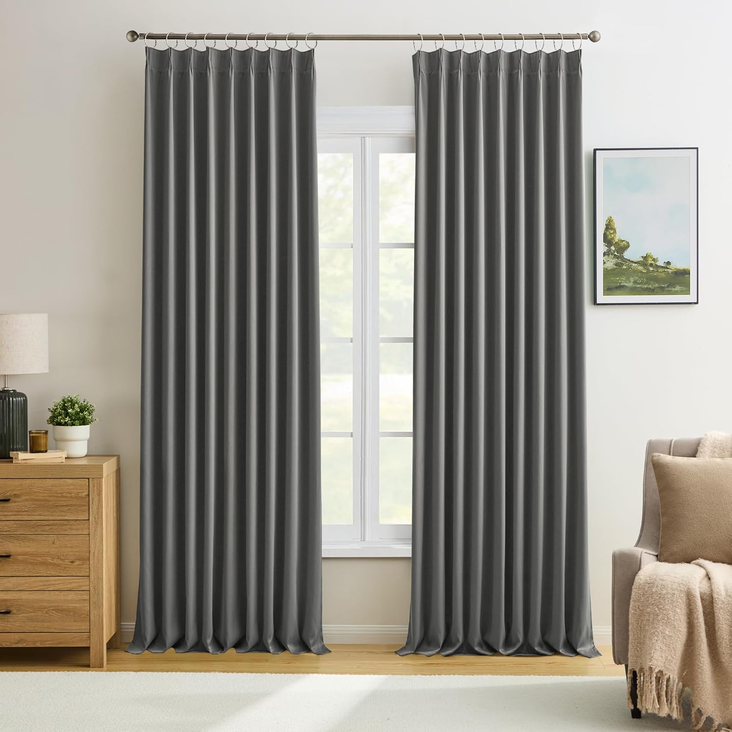 Grey Blackout Curtains 90 Inches Long for Elegant Home Decor