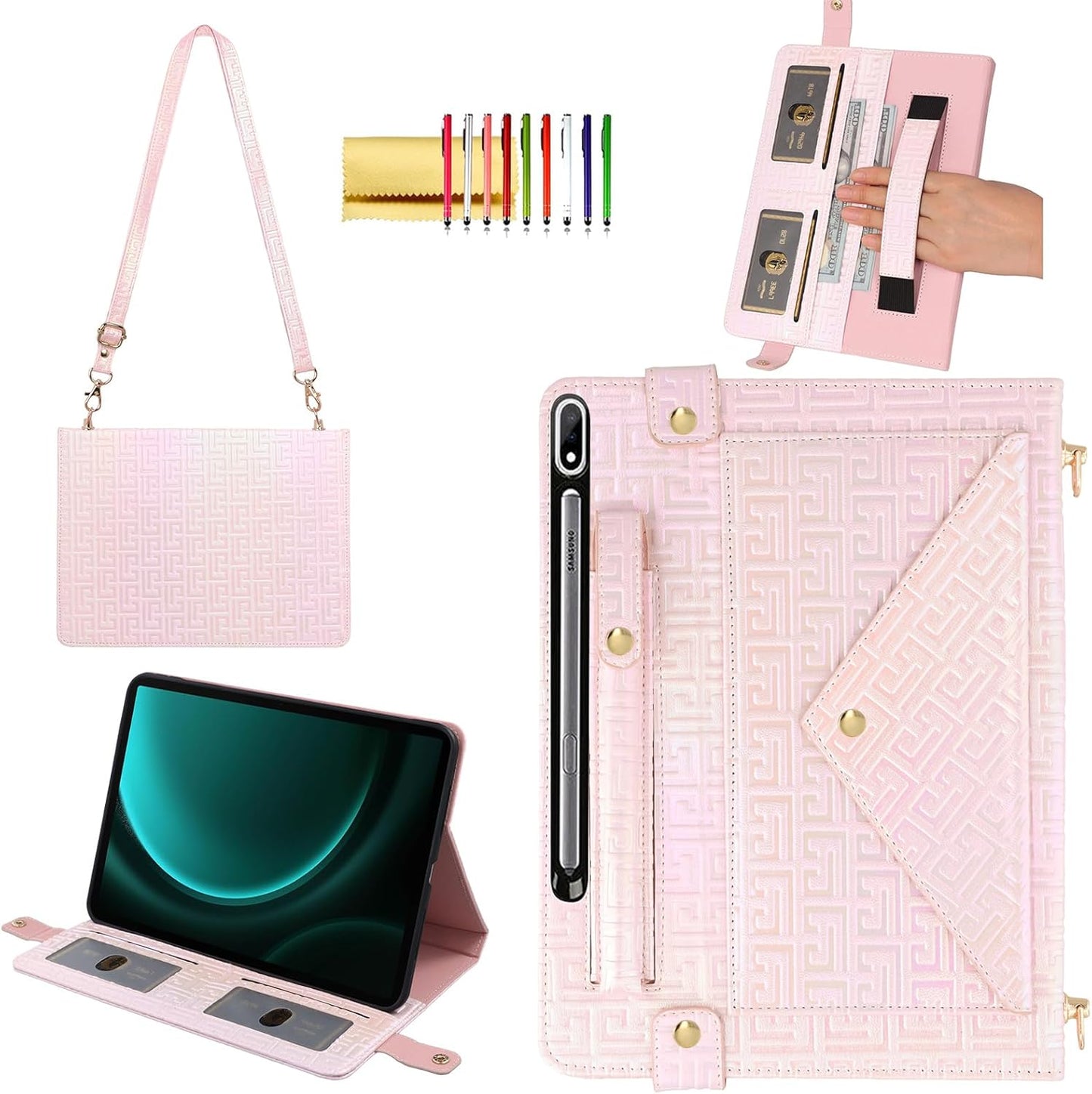 Shiny Iridescent PU Folio Case for Samsung Galaxy Tab S10/S9/S8