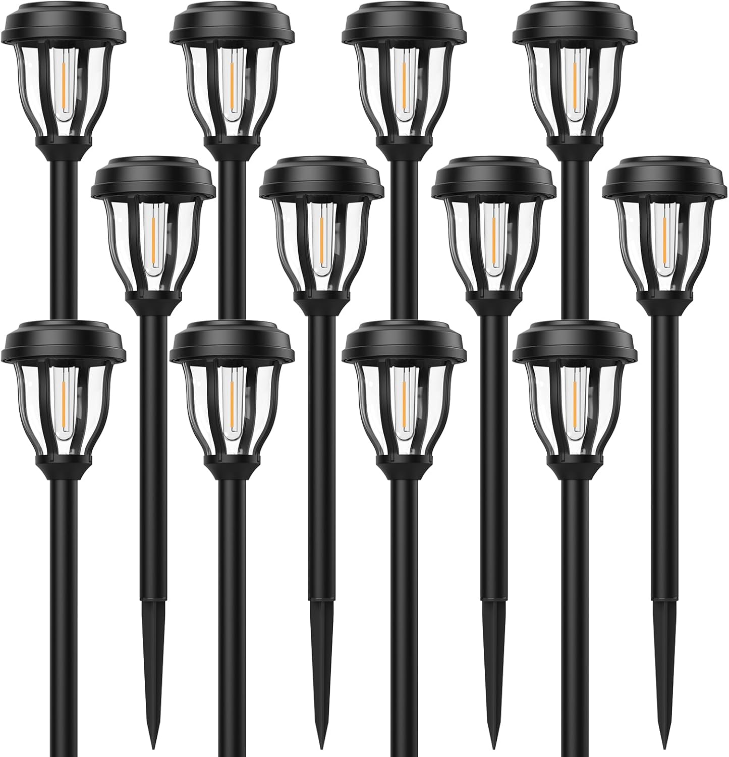 Solar Pathway Lights Outdoor - 12 Pack Waterproof Garden Lights