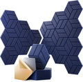 12Pcs Acoustic Panels Hexagonal Soundproof Foam - Dark Blue