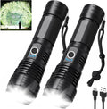 90000 Lumen Flashlights LBE Rechargeable 2 Pack for Home 18H