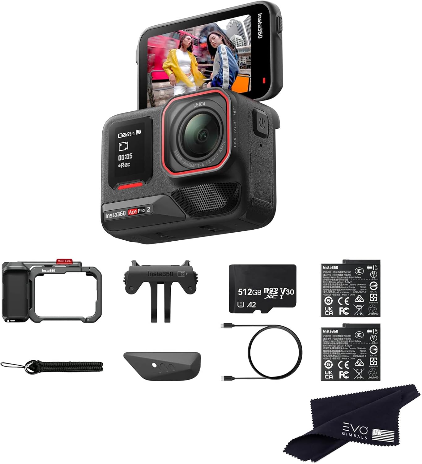 Insta360 Ace Pro 2 Action Camera Bundle with 512GB Card