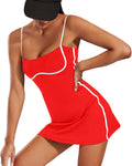 Womens Tennis & Workout Dress with Built-In Shorts - Slim Fit