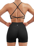 Seamless Workout Sets for Women - Strappy Bra & High Waist Shorts Top