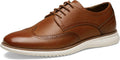 Men's Brogue Oxford Dress Shoes - Classic Black Leather Look