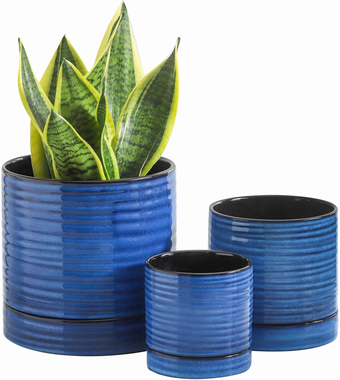 Hasense 3 Piece Ceramic Plant Pots Set for Indoor Gardening