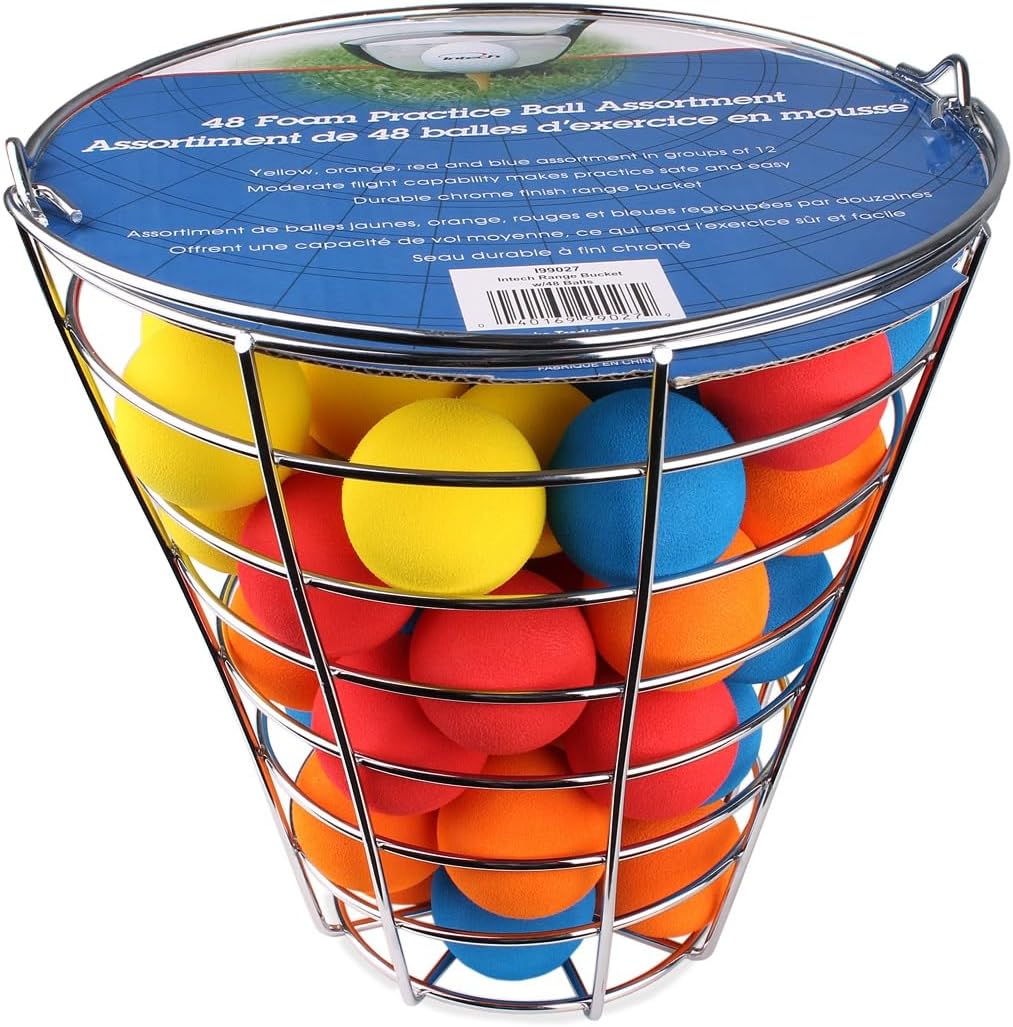 Intech 48 Foam Golf Balls + Metal Range Basket: Soft Limited Flight