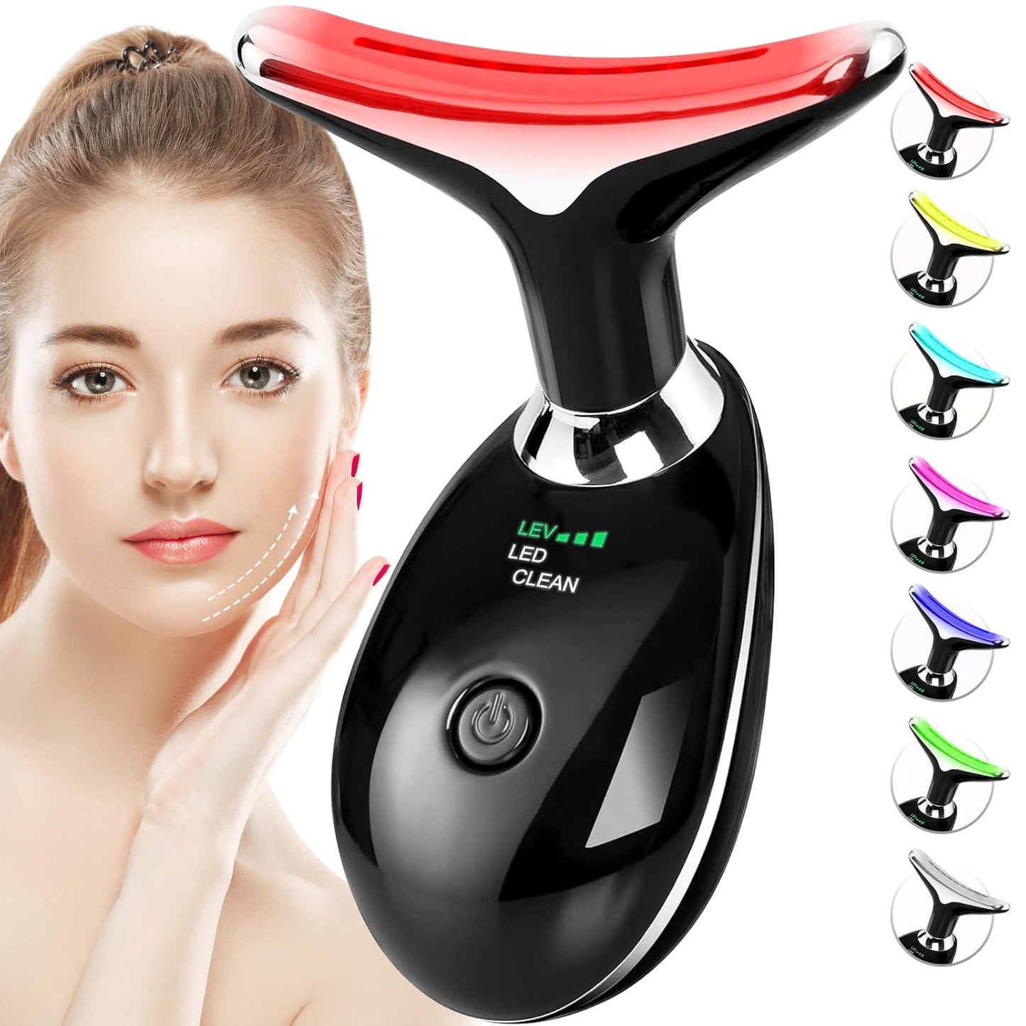 Red Light Therapy for Face and Neck - 7 Color Massager Tool