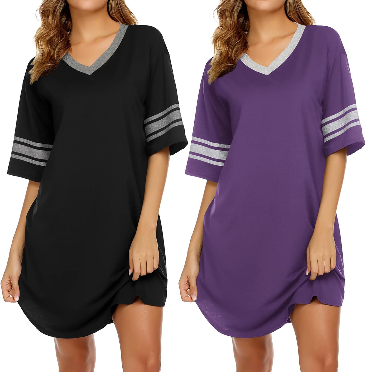 Ekouaer Nightgowns for Women 2 Pack Comfortable Sleepwear