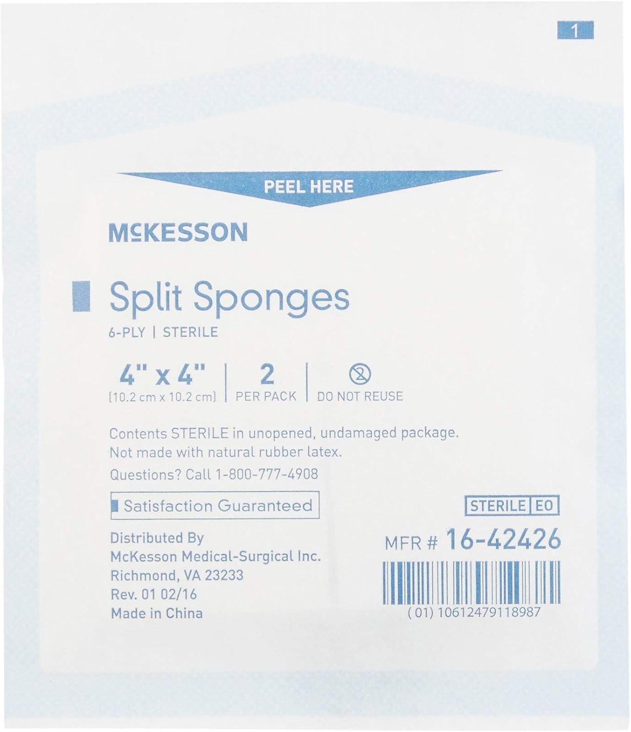 McKesson Split Sponges for I.V. and Tracheostomy Care, 600 Total