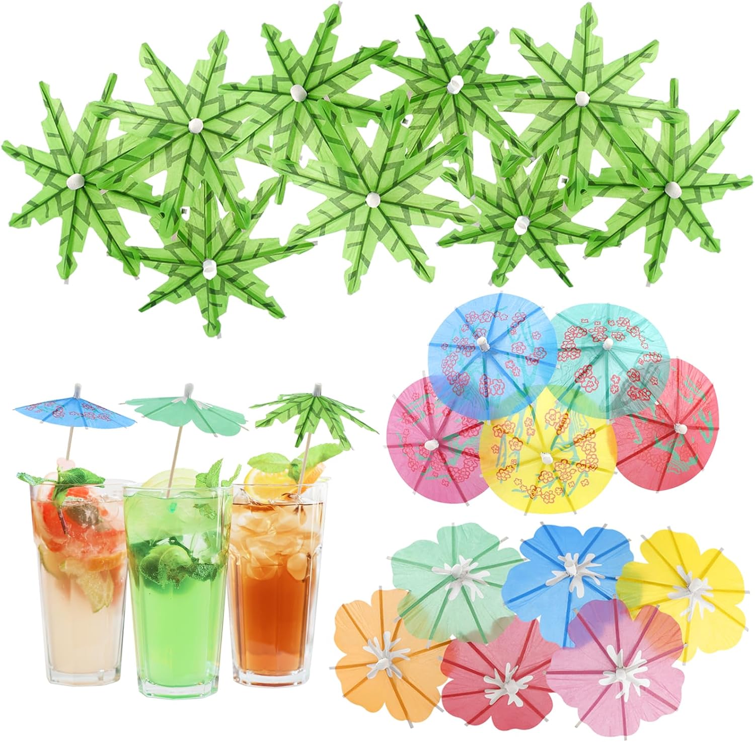 Tropical Cocktail Umbrella Picks Set
