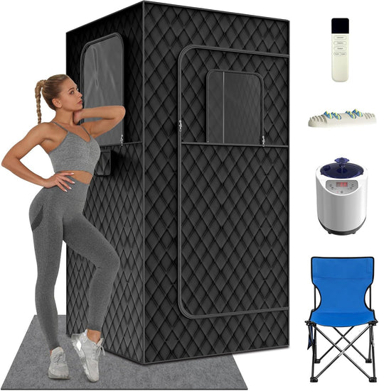 Portable Home Sauna with Remote Control & Folding Chair