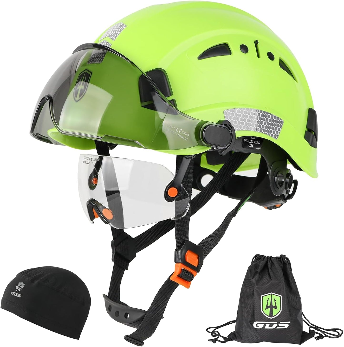 GREEN DEVIL Safety Hard Hat with Tinted Visor for Work