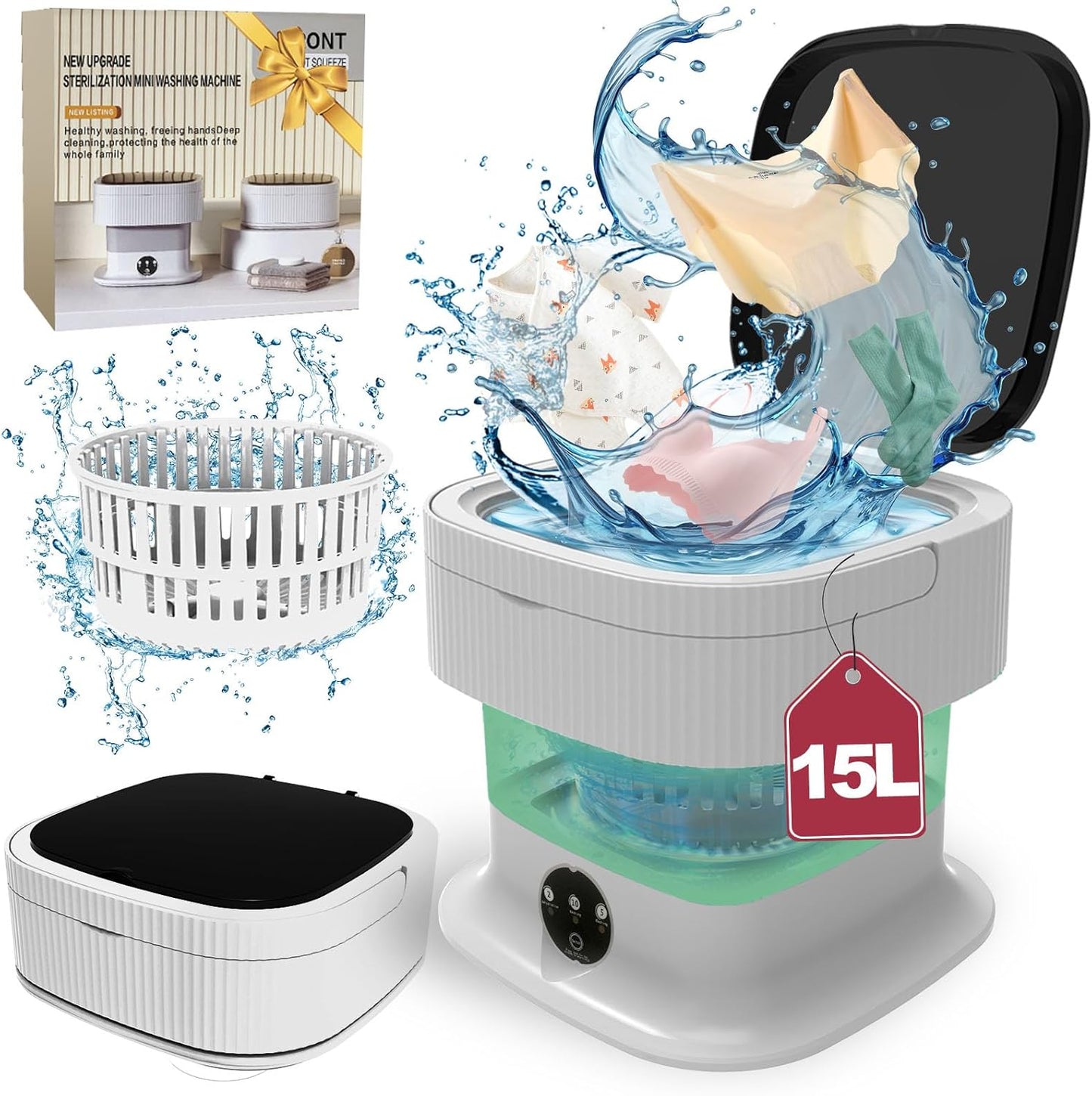Compact Foldable Mini Washer & Dryer - Portable Laundry Savior!