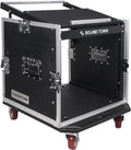 Sound Town Enhanced 10U PA DJ Pro Audio Rack Case with Mixer Top