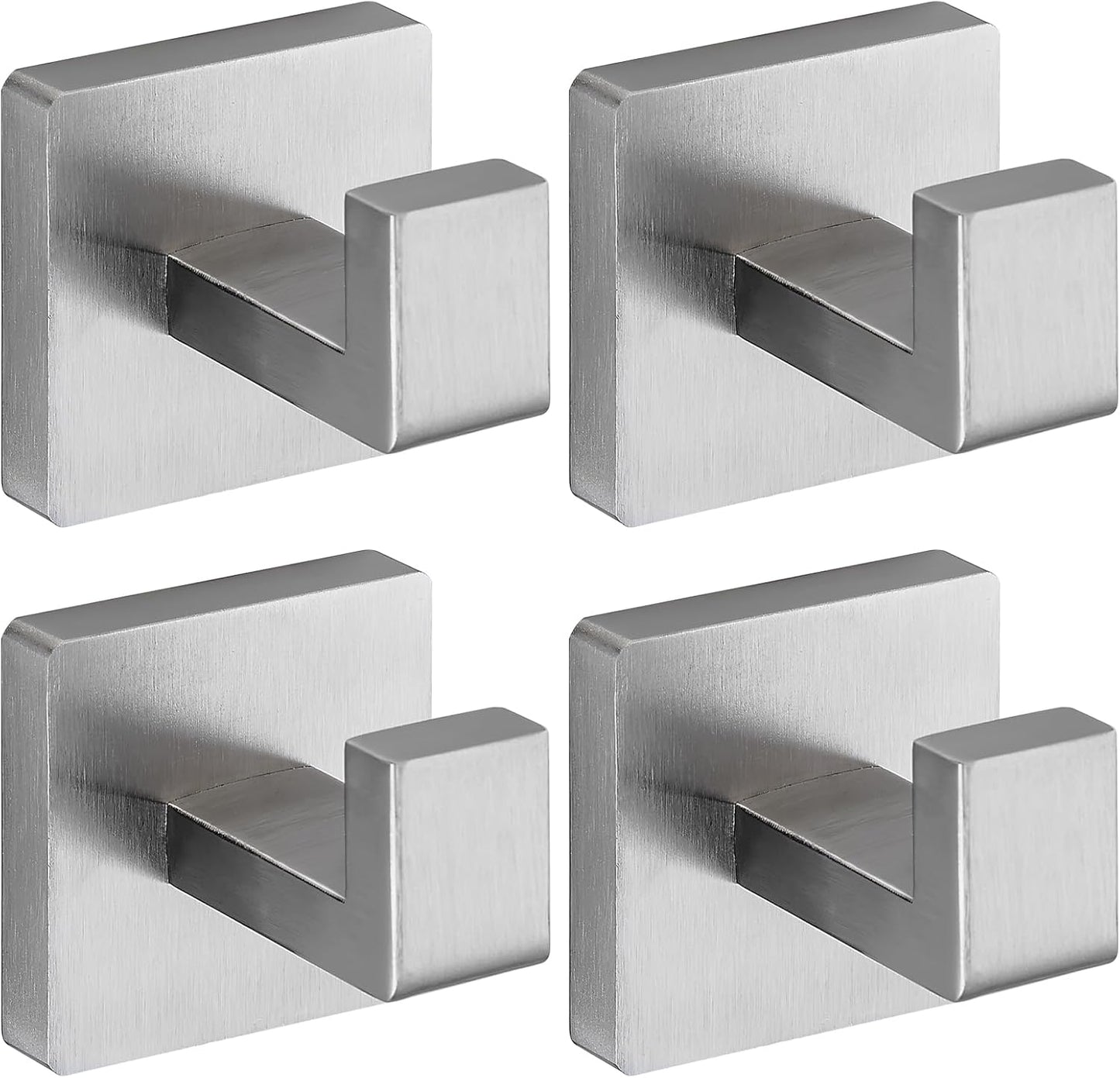 Brushed Nickel Towel Hooks for Bathrooms, Heavy Duty 4 Pack