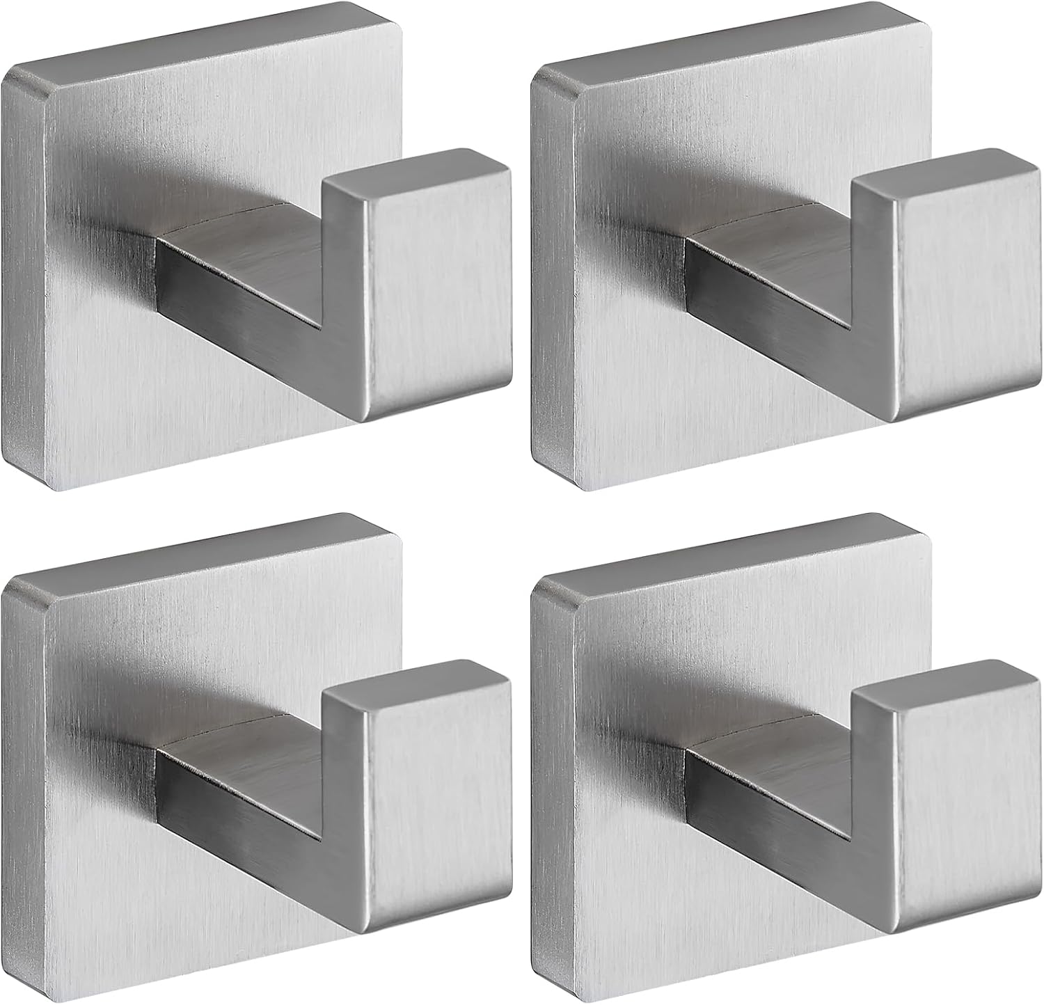 Brushed Nickel Towel Hooks for Bathrooms, Heavy Duty 4 Pack