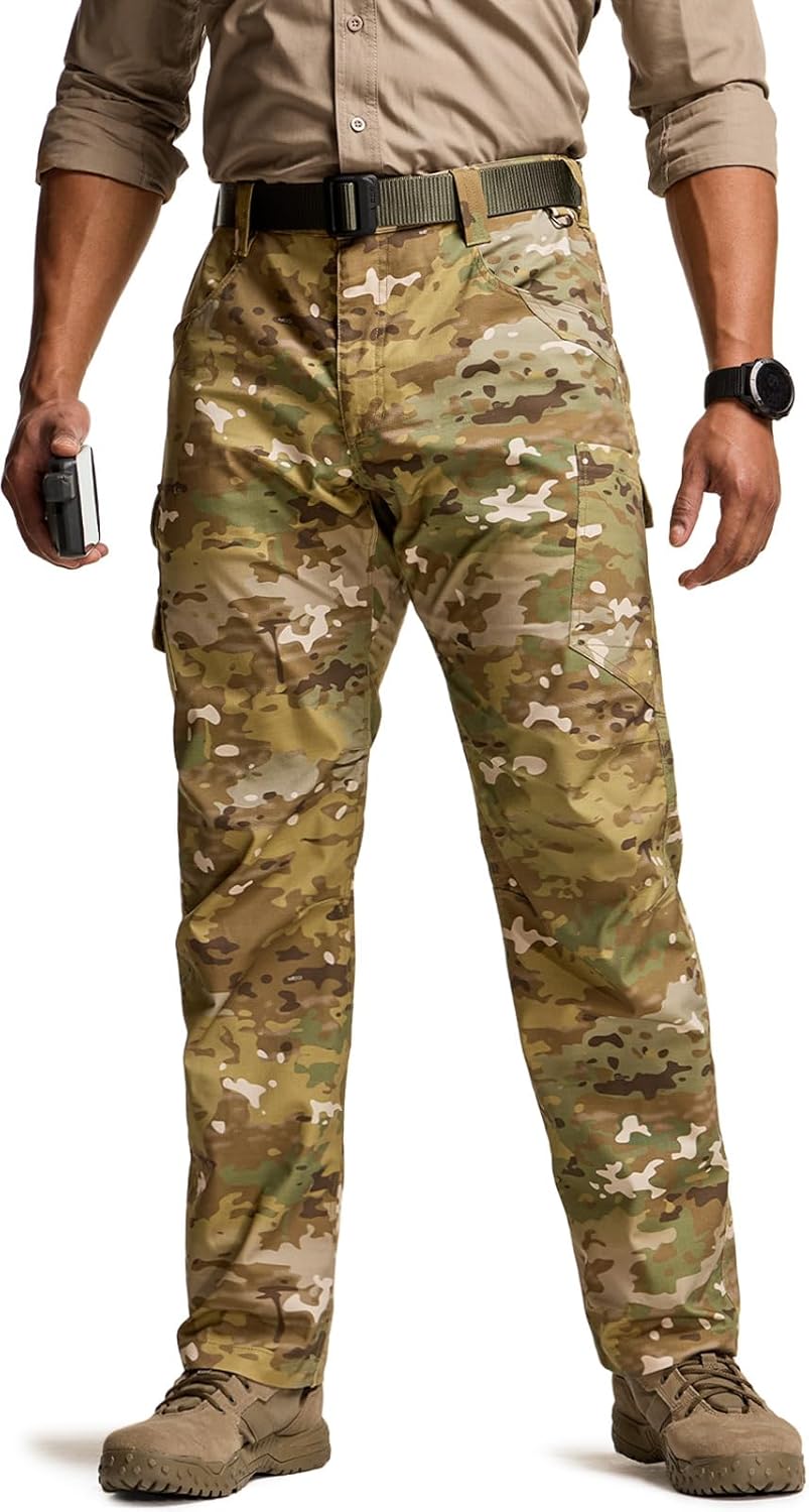 CQR Men's Utility Flex Cargo Pants for Tactical Hiking Comfort