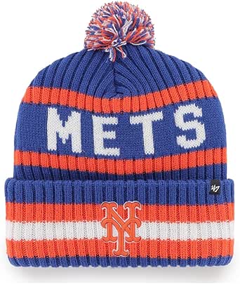 47 MLB Unisex-Adult Primary Logo Bering Cuffed Knit Pom Beanie