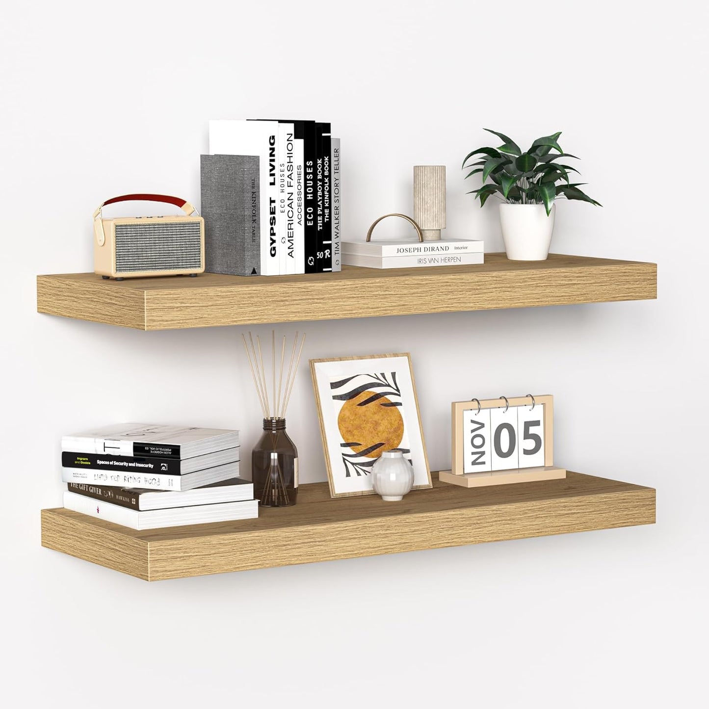 Rustic Wooden Floating Shelves for Living Room and Kitchen
