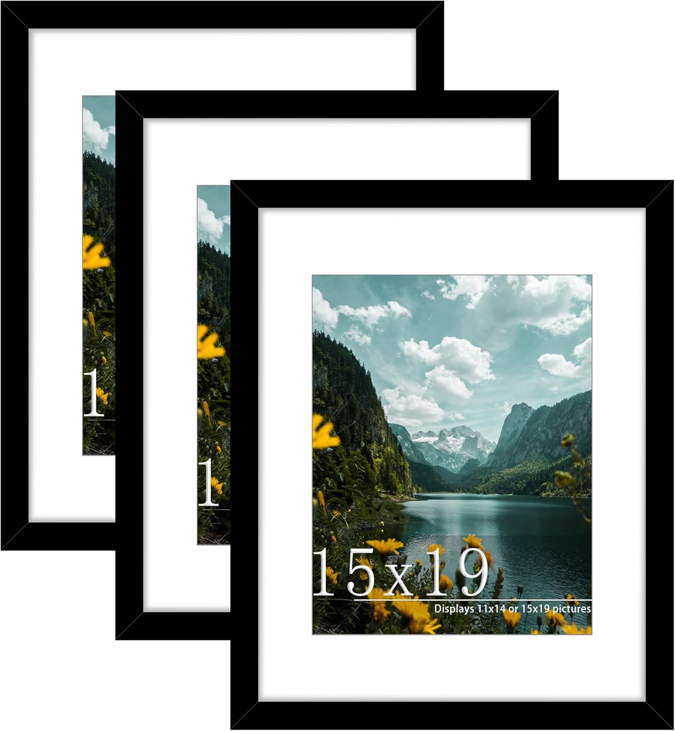 Flexible 15x19 Picture Frame 3 Pack for Wall Mounting