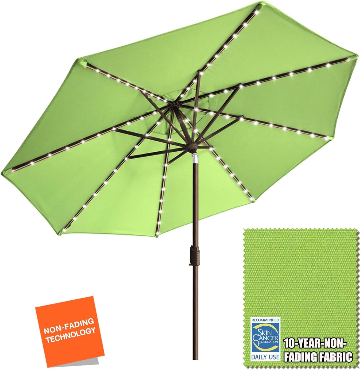 EliteShade 9ft Market Umbrella with LED Lights for Outdoor Use