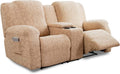Recliner Loveseat Cover Khaki with Center Console - Stretch Fleece Fit